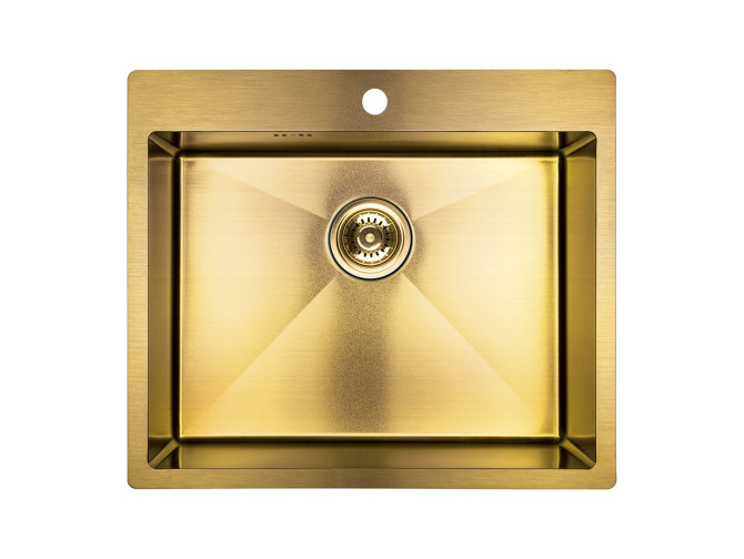Edelstahlspüle in Gold MARMARA 59x51 | Siphon im SET!
