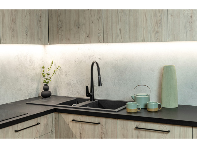 Granitspüle 1,5-Becken in Schwarz...