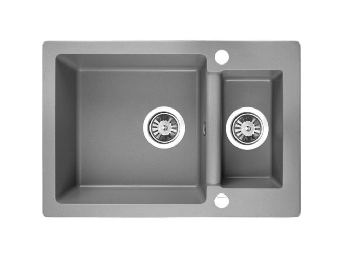 Granitspüle 1,5-Becken in Grau CELIA 65x44 | Siphon im SET!