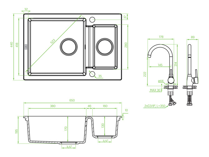 SET Spültischarmatur und Granitspüle...