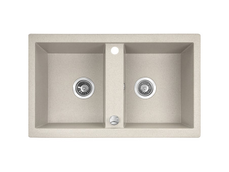 Granitspüle 2-Becken in Beige BARBADOS 78x48 | Siphon im SET!