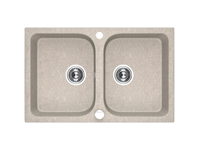 Granitspüle 2-Becken in Beige CELIA 76x48 | Siphon im SET!
