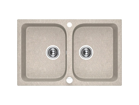 Granitspüle 2-Becken in Beige CELIA 76x48 | Siphon im SET!