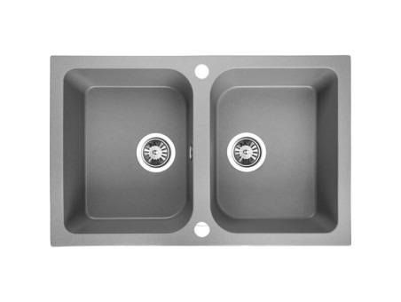 Granitspüle 2-Becken in Grau CELIA 76x48 | Siphon im SET!