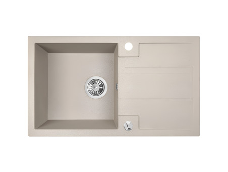 SET Spültischarmatur und Granitspüle 1-Becken in Beige BARBADOS 76x44 mit Ablaufplatte | Siphon im SET!