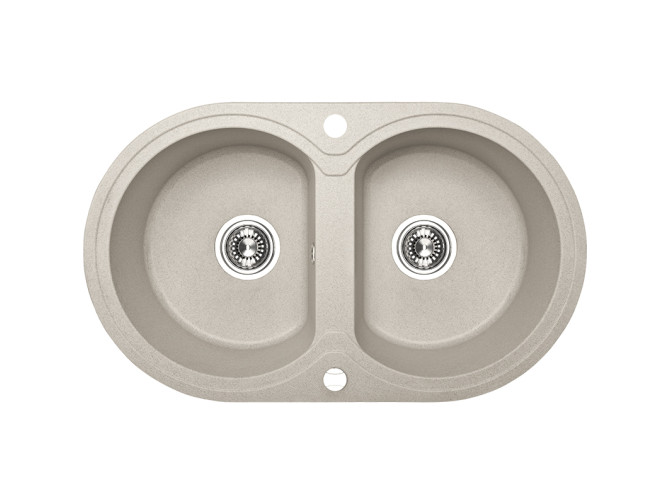 Granitspüle 2-Becken in Beige DAFNE 78x47 | Siphon im SET!
