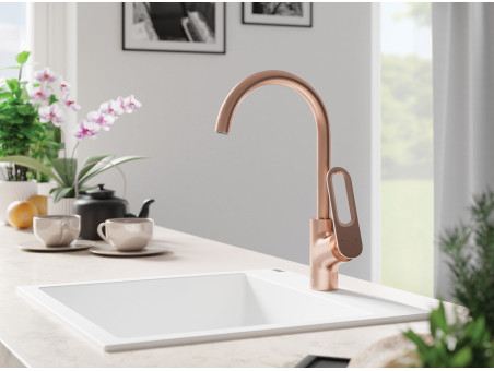 Granitspüle 1-Becken in Weiß ALENA 49x49 | Siphon im SET!