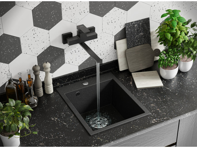 Granitspüle 1-Becken in Schwarz...