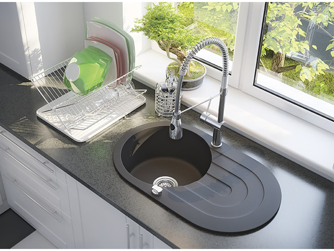 Granitspüle 1-Becken in Schwarz DAFNE... Granitspüle 1-Becken in Schwarz DAFNE...