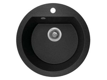 Granitspüle 1-Becken in Schwarz DAFNE 51x51 | Siphon im SET!