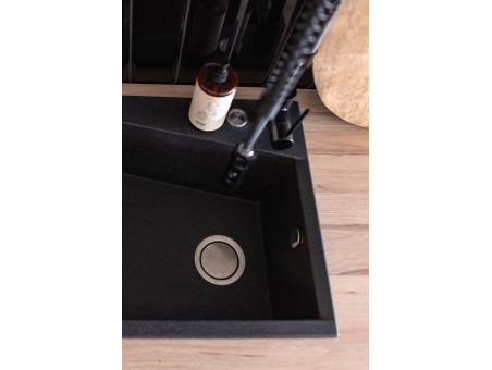 Granitspüle 1-Becken in Schwarz GRENADA 60x48 | Siphon im SET!