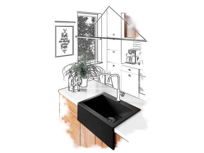 Granitspüle mit Schürze 1-Becken in...