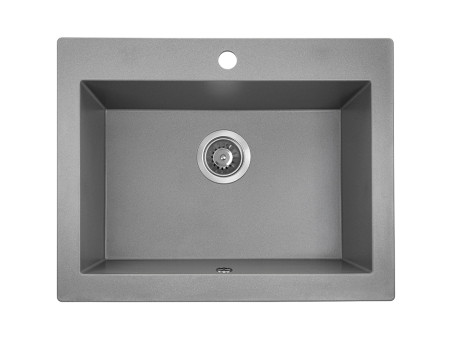 Granitspüle mit Schürze 1-Becken in Grau KOMODO 58x49 | Siphon im SET!