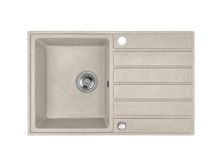 Granitspüle 1-Becken in Beige MARGARITA 79x49 mit Ablaufplatte | Siphon im SET!