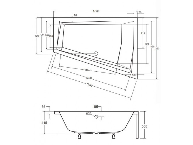 Badewanne Eckwanne Intimas 170x125...
