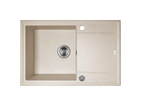Granitspüle 1-Becken in Beige MEGALO 78x50 mit Ablaufplatte | Siphon im SET!
