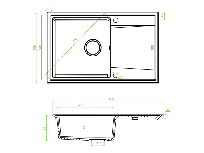 Granitspüle 1-Becken in Beige MEGALO... Granitspüle 1-Becken in Beige MEGALO...
