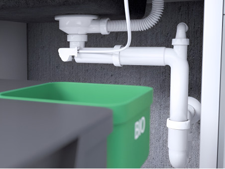 Granitspüle 1-Becken in Beige T.III 44x44 | Siphon im SET!