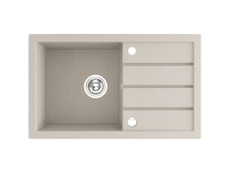 Granitspüle 1-Becken in Beige T.III 79x48 mit Ablaufplatte | Siphon im SET!