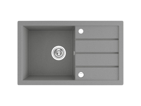 Granitspüle 1-Becken in Grau T.III 79x48 mit Ablaufplatte | Siphon im SET!