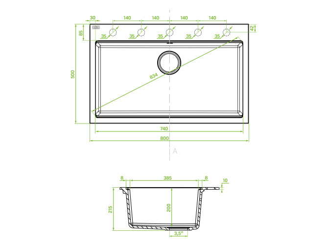 Granitspüle 1-Becken in Beige TAU... Granitspüle 1-Becken in Beige TAU...