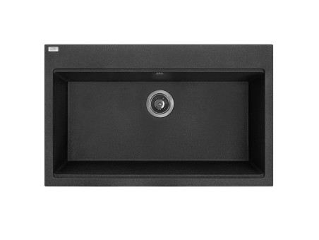 Granitspüle 1-Becken in Schwarz TAU 80x50 | Siphon im SET!