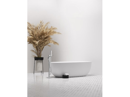 Freistehende Badewannenarmatur Silber PAROS Wasserhahn Wannenarmatur