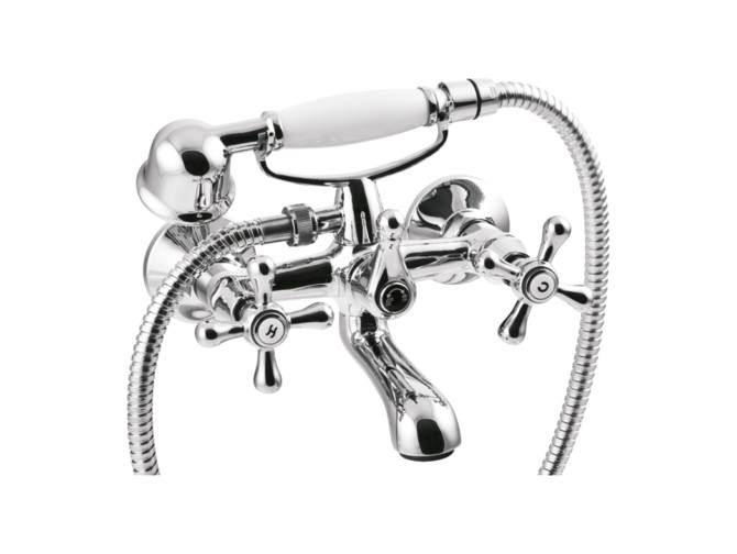Komplette Set Badewannenarmatur Silber ROMA Wasserhahn Wannenarmatur