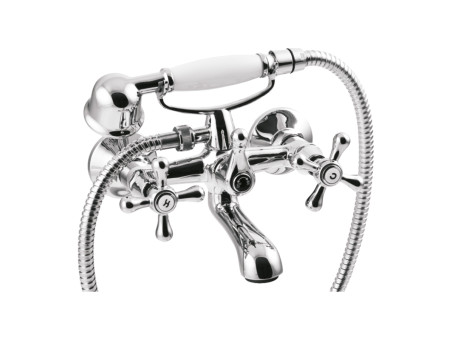 Komplette Set Badewannenarmatur Silber ROMA Wasserhahn Wannenarmatur