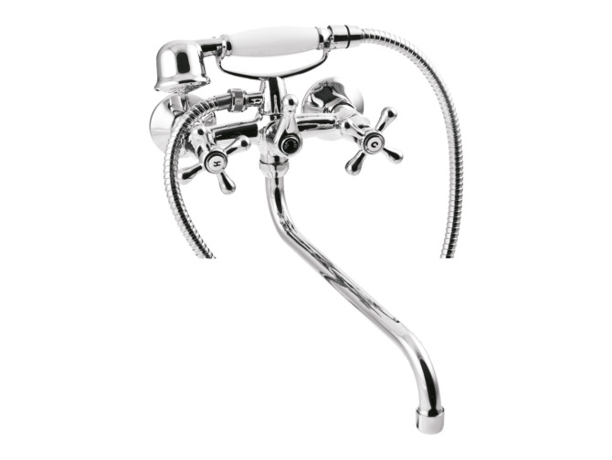 Komplette Set Badewannenarmatur Silber ROMA Wasserhahn Wannenarmatur