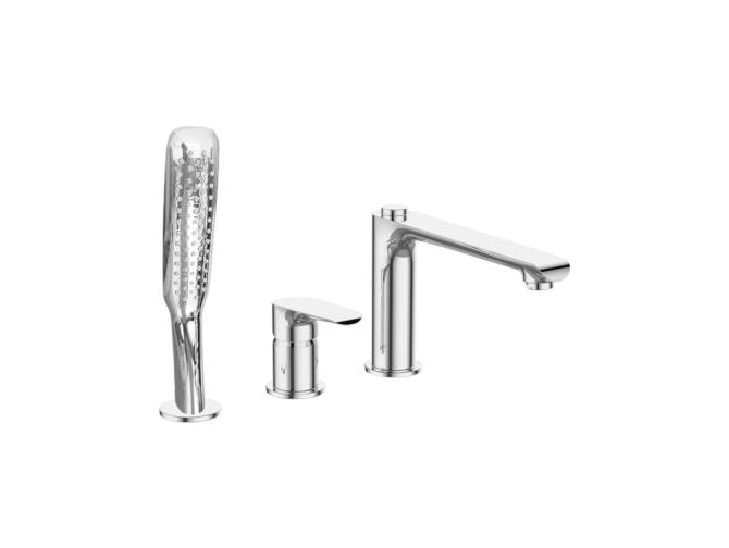 Badewannenarmatur in Silber 3-Loch ALEA Badarmatur Wannenbatterie