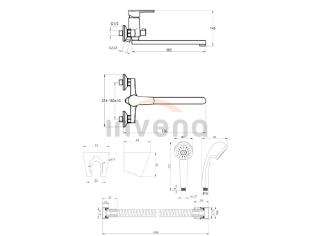 Komplette Set Badewannenarmatur Silber VERSO Wasserhahn Wannenarmatur