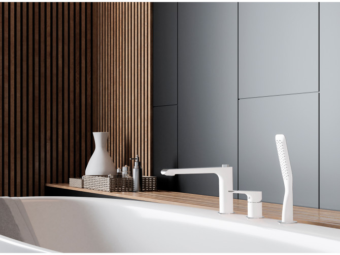 Badewannenarmatur in Weiß-Silber... Badewannenarmatur in Weiß-Silber...