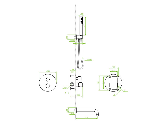 Verdeckter Einbau Mischer in Grau... Verdeckter Einbau Mischer in Grau...