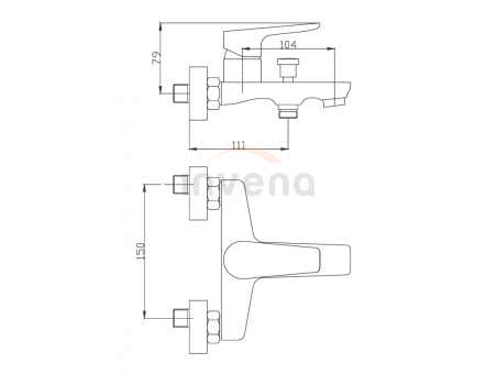 Badewannenarmatur Silber DOKOS Wasserhahn Wannenarmatur