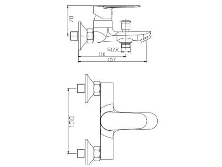Badewannenarmatur Silber ESLA Wasserhahn Wannenarmatur