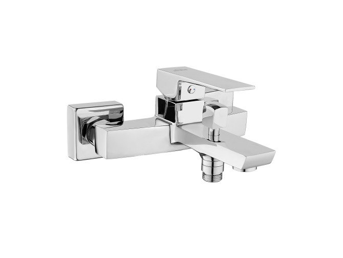 Badewannenarmatur Silber PAROS Wasserhahn Wannenarmatur