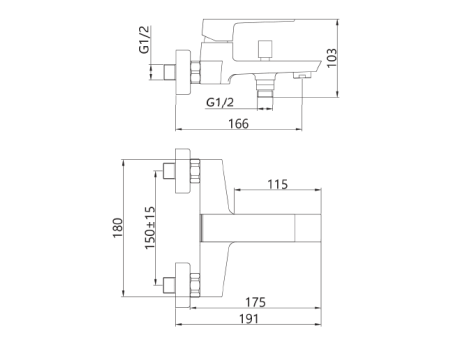 Badewannenarmatur Schwarz PAROS Wasserhahn Wannenarmatur