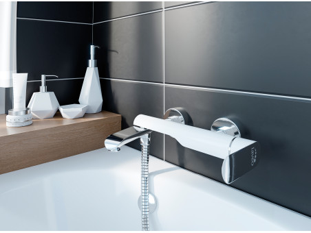 Badewannenarmatur in Weiß-Silber ALEA Badarmatur Wannenbatterie