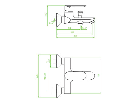 Badewannenarmatur in Silber APPIA Badarmatur Wannenbatterie