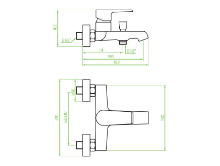 Badewannenarmatur in Weiß-Silber LARGO Badarmatur Wannenbatterie
