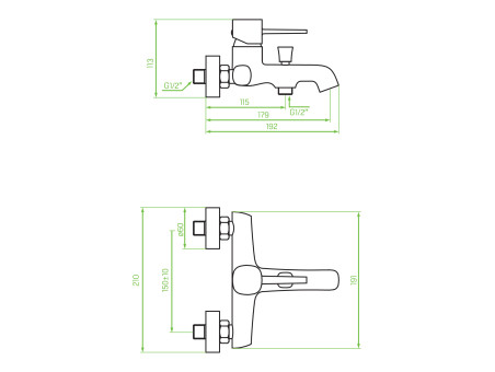 Badewannenarmatur in Schwarz POLLA Badarmatur Wannenbatterie
