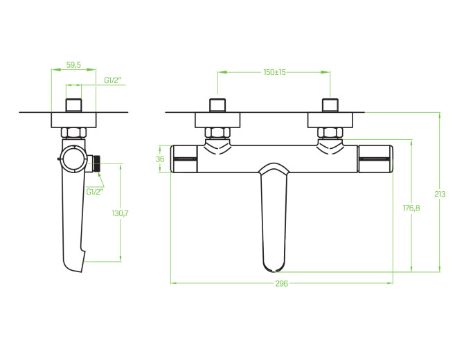 Badewannenarmatur in Silber PRETTO...