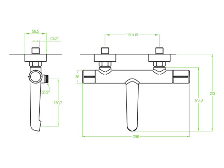 Badewannenarmatur in Grau PRETTO Badarmatur Wannenbatterie