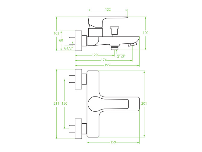 Badewannenarmatur in Weiß-Silber...