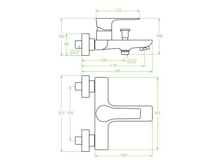 Badewannenarmatur in Weiß-Silber RAILA Badarmatur Wannenbatterie