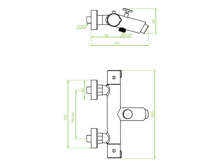 Badewannenarmatur in Silber TERMICO Badarmatur Wannenbatterie
