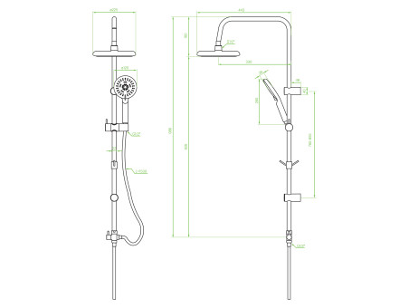 Regendusche in Silber CERS Handbrause, Duschsystem