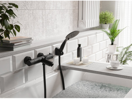 Badewannenarmatur in Schwarz TERMICO Badarmatur Wannenbatterie