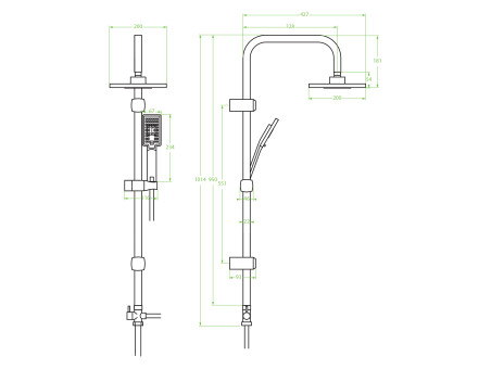Regendusche in Silber KVADRATO Handbrause, Duschsystem